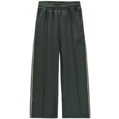Ash Pants by Molo dark green wide leg sweatpants with beige side stripes and zippered pockets