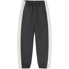The Ader Sweatpants from Molo black kids sweatpants with contrast side panels and tapered fit.