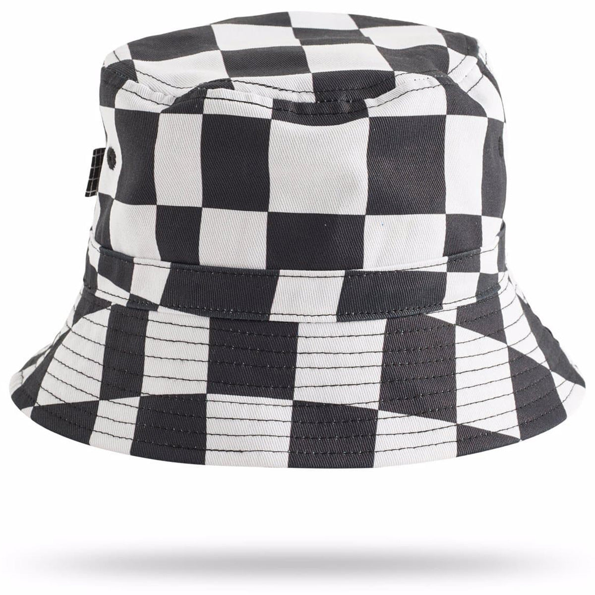 Siks Bucket Hat from Molo in black and white check pattern, classic bucket shape with stitched brim for everyday wear