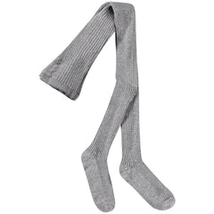 The Glitter Rib Tights from Molo, silver ribbed glitter tights for girls with a soft stretch fit.
