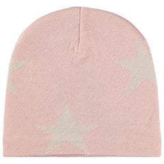 Colder Beanie by Molo pink knit kids beanie with all-over star pattern