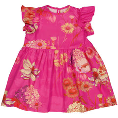 The Baby Floral Dress from Christina Rohde. Featuring a bold flower print, ruffled sleeves, and a gathered waist.