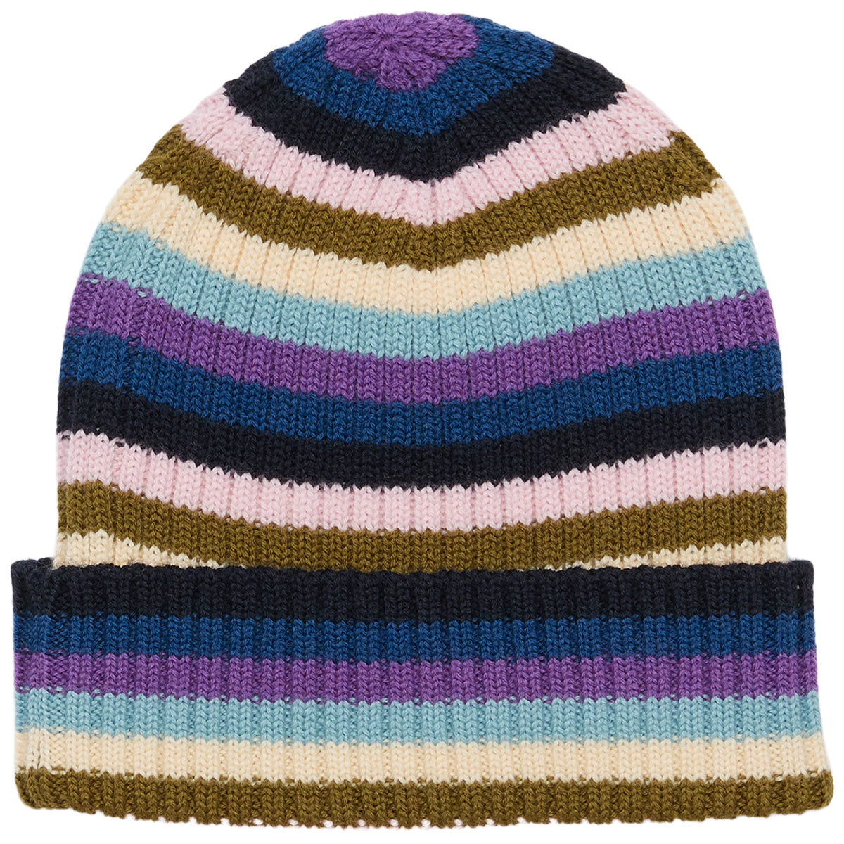 The Rib Beanie from FUB featuring a firm rib-knit structure, folded turn-up brim, and soft merino wool fabric.
