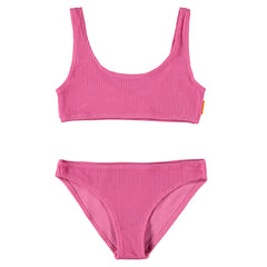 The Nola Bikini from Molo. Pink, sporty bikini with a wavy structure in a nylon and elastane blend.