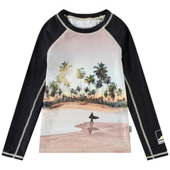 Neptune Long Sleeve Rashguard by Molo. Rashguard for active children made from recycled polyester with UV protection