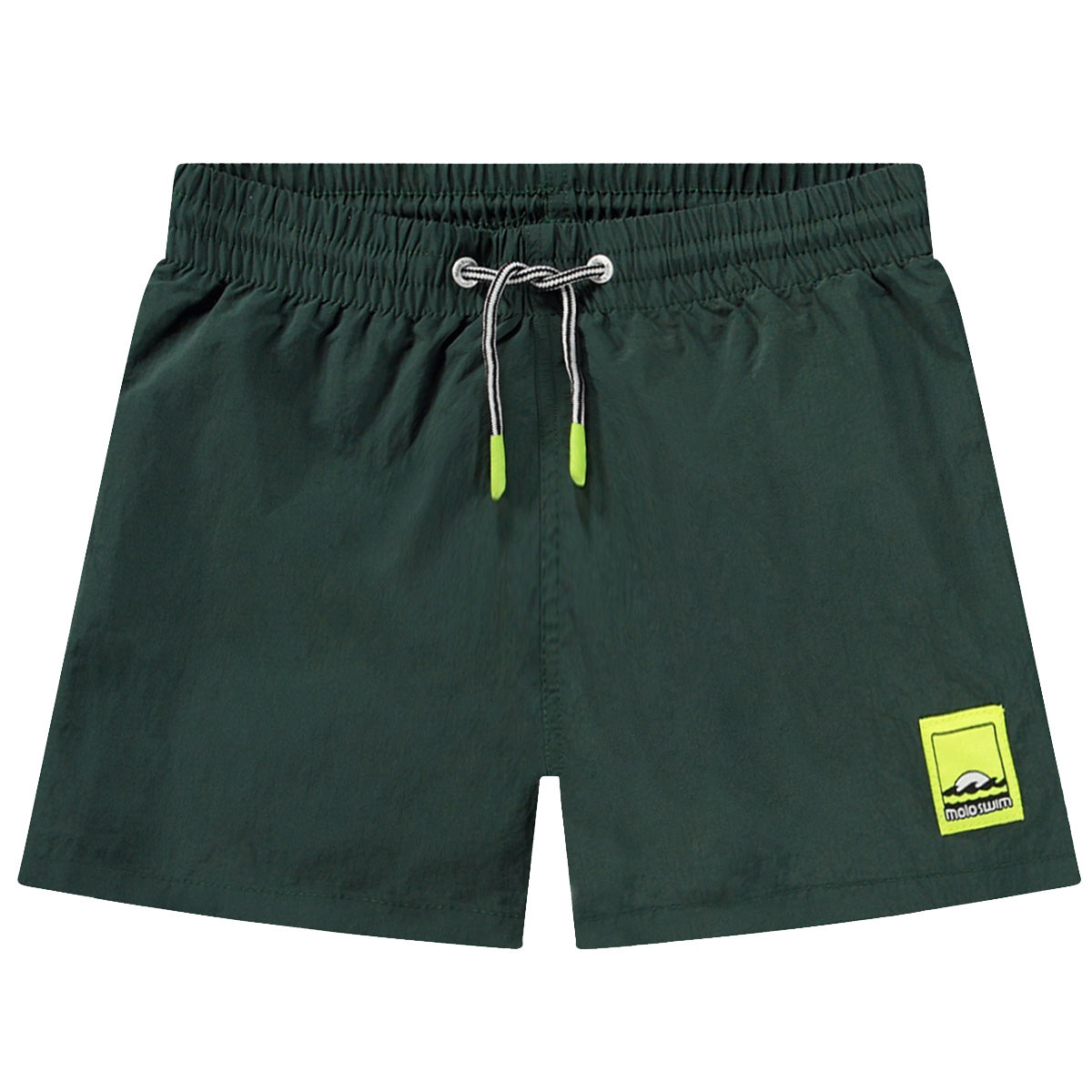 Niko Solid Swim Shorts from Molo. Sporty dark green swim shorts for active children in recycled nylon with UV protection.