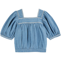 Chambray Embroidered Blouse