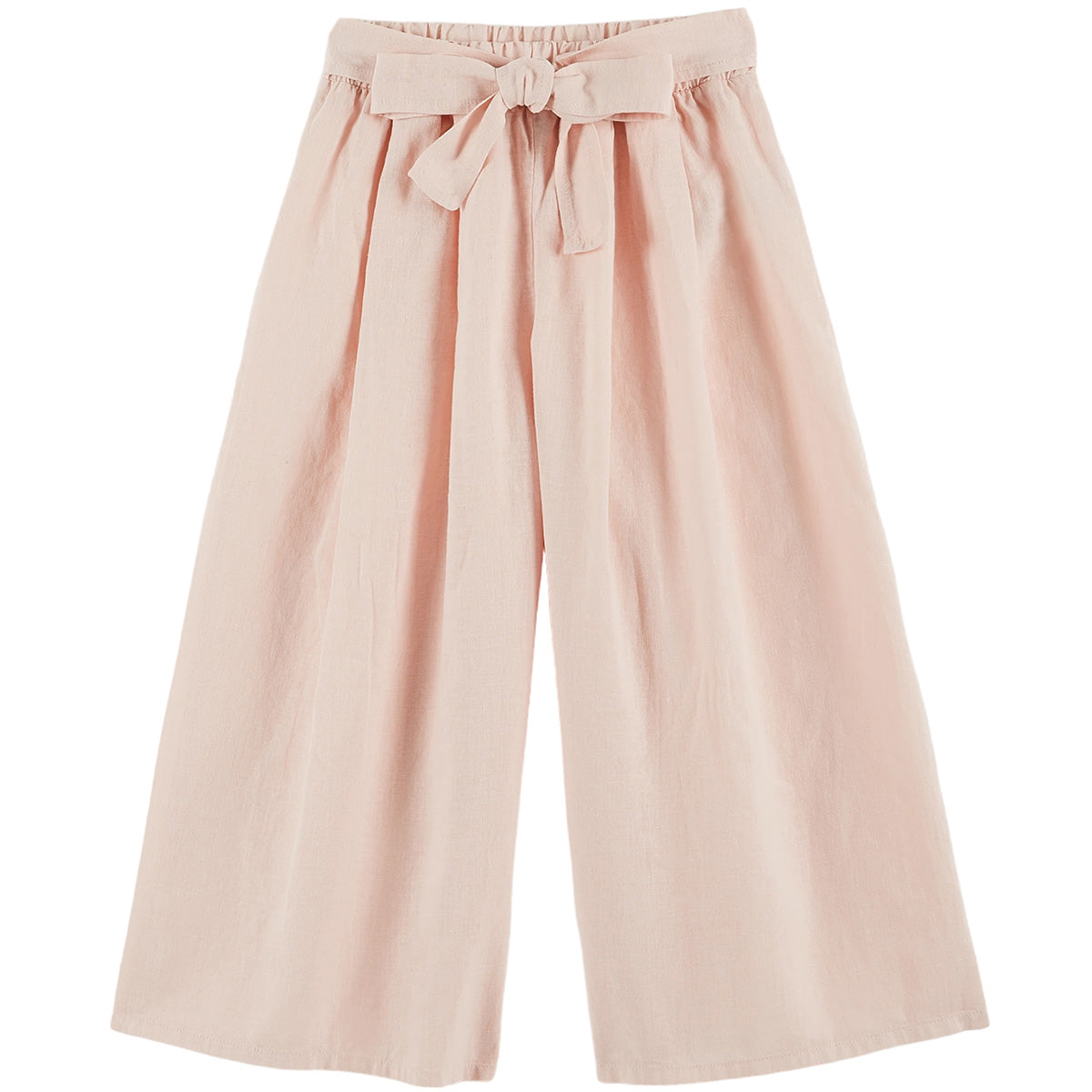 The Pastel Pink Tied Pants from Emile et Ida. Cropped linen-cotton pants with an elastic waist, front pleats.