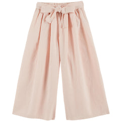 The Pastel Pink Tied Pants from Emile et Ida. Cropped linen-cotton pants with an elastic waist, front pleats.