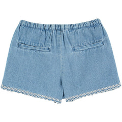 Denim Embroidered Shorts
