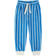 The Azure Stripes Terry Jogger from Emile et Ida. Terry jogger striped with blue and white vertical lines.