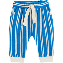 The Azure Stripes Terry Baby Jogger from Emile et Ida. Terry jogger striped with blue and white vertical lines.