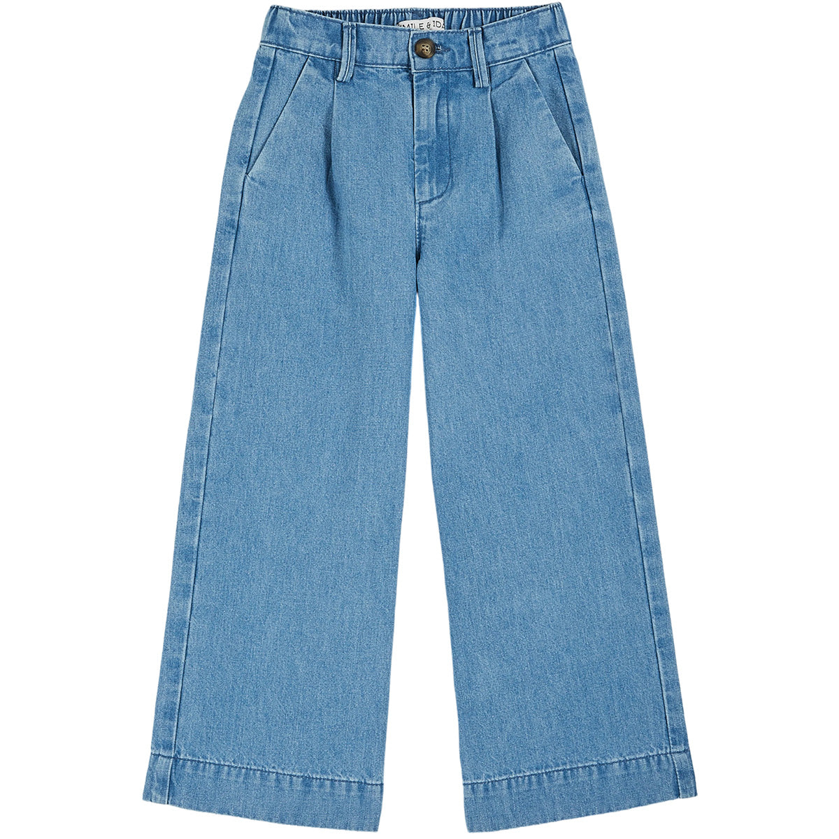 The Wide Leg Denim Pants from Emile et Ida. Light blue denim cotton canvas pants. Straight-leg, thigh-high.