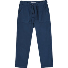 Emile et Ida Cotton Gauze Pants navy kids trousers with elastic waist, drawstring tie and soft textured fabric