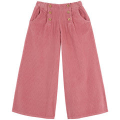 Corduroy Sailor Pants by Emile et Ida pink wide leg corduroy pants with decorative gold sailor buttons