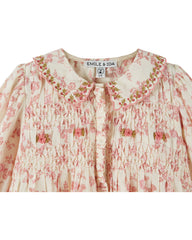 Embroidered Smocked Blouse