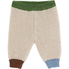 Knitted Garter Stitch Pants by Emile et Ida cream baby knit pants with contrast ribbed waistband and cuffs