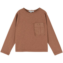 Emile et Ida The Raw Edge Rolled Pocket Tee long sleeve cotton tee with button chest pocket and raw edge details