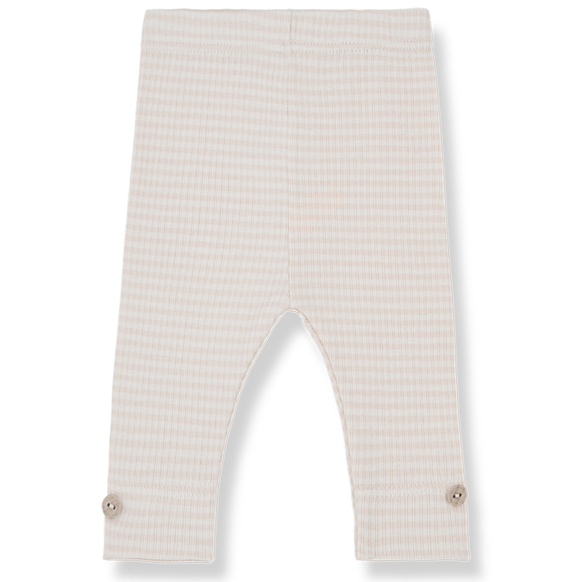 Aida Leggings from 1+ in the Family. Soft ribbed baby leggings with a subtle check pattern and button details at the cuffs.