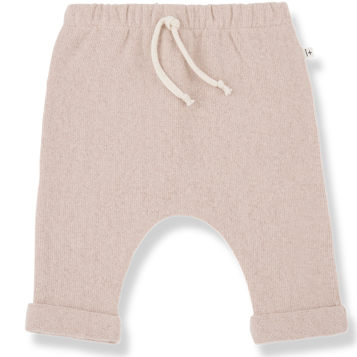 The Alain Pants from 1+ in the Family. Nude baby pants with a drawstring on a white background.