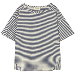 The Alan Tee by Cozmo, navy striped slub cotton T-shirt with relaxed fit and short sleeves