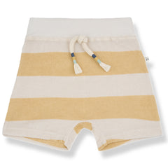 Alessandro Bermuda from 1+ in the Family. Soft terry cloth shorts with bold stripes, a ribbed waistband, and a drawstring.