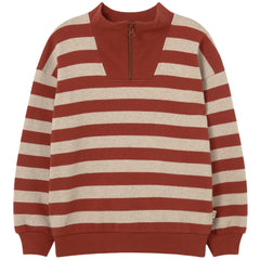 Cozmo The Alexis Sweater striped knit with stand-up collar, zip closure and dropped shoulders