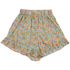 The Andreas Short from The New Society in Liberty fabric with an elastic waistband, side pockets, and ruffle details
