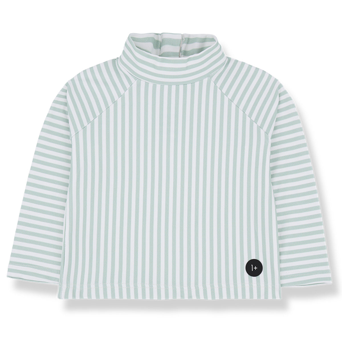 The Andrea Long Sleeve Tee from 1+ in the Family. A chic striped turtleneck in subtle green. 