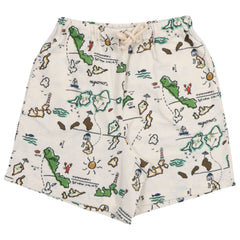 The Arkoi Bermuda from The New Society in 100% cotton with map print and elastic waistband and adjustable drawstring.