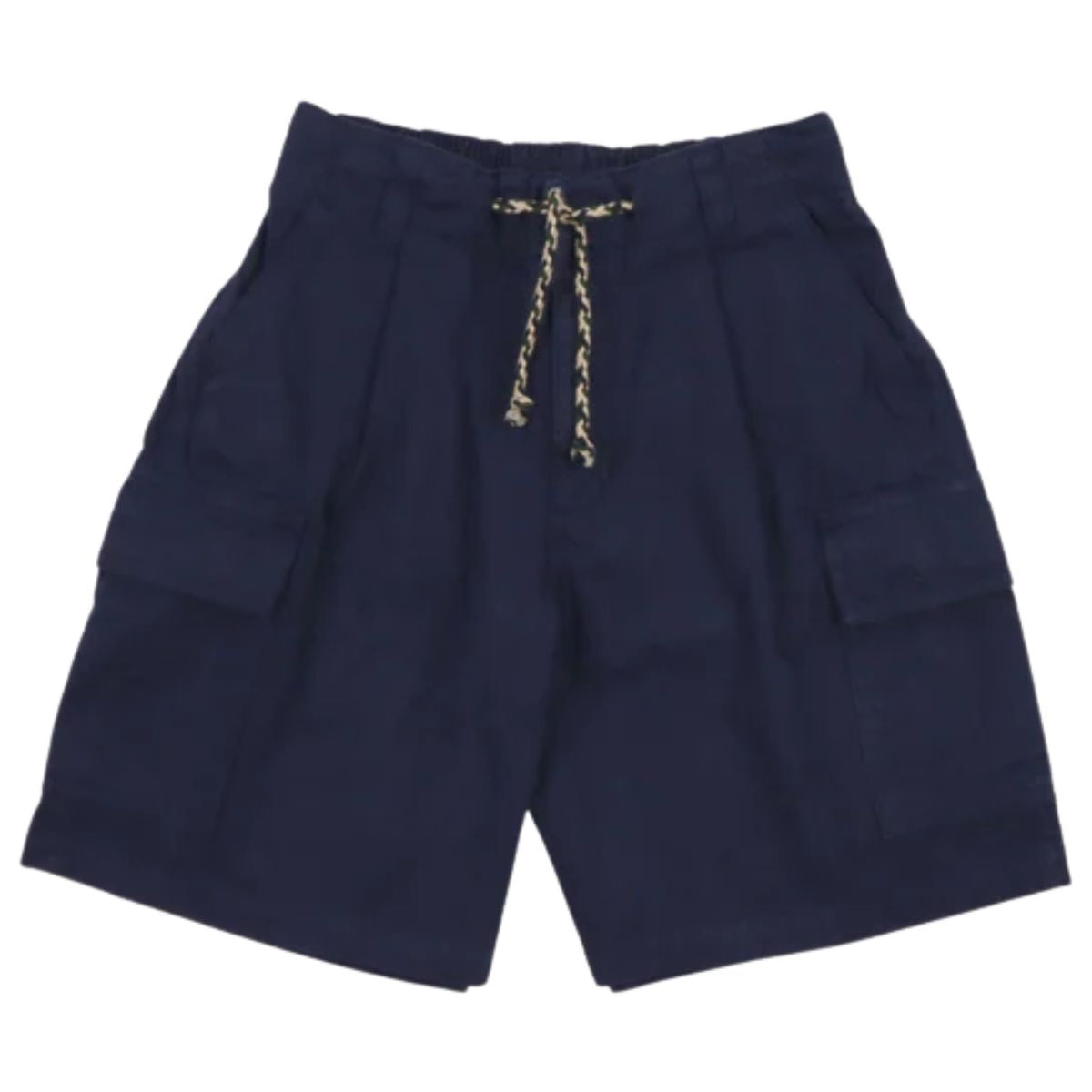 The Artemis Bermuda from The New Society. With an elastic waistband, adjustable drawstring, cargo pockets.