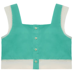 The Aura Top from The Middle Daughter. Cotton poplin top with double-faced sheer trim detailing.