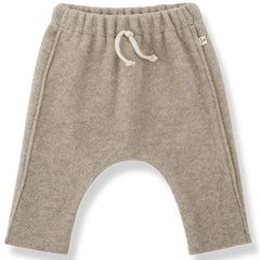 Avignon Pants by 1+ in the Family beige knit toddler harem pants with elastic waistband and drawstring