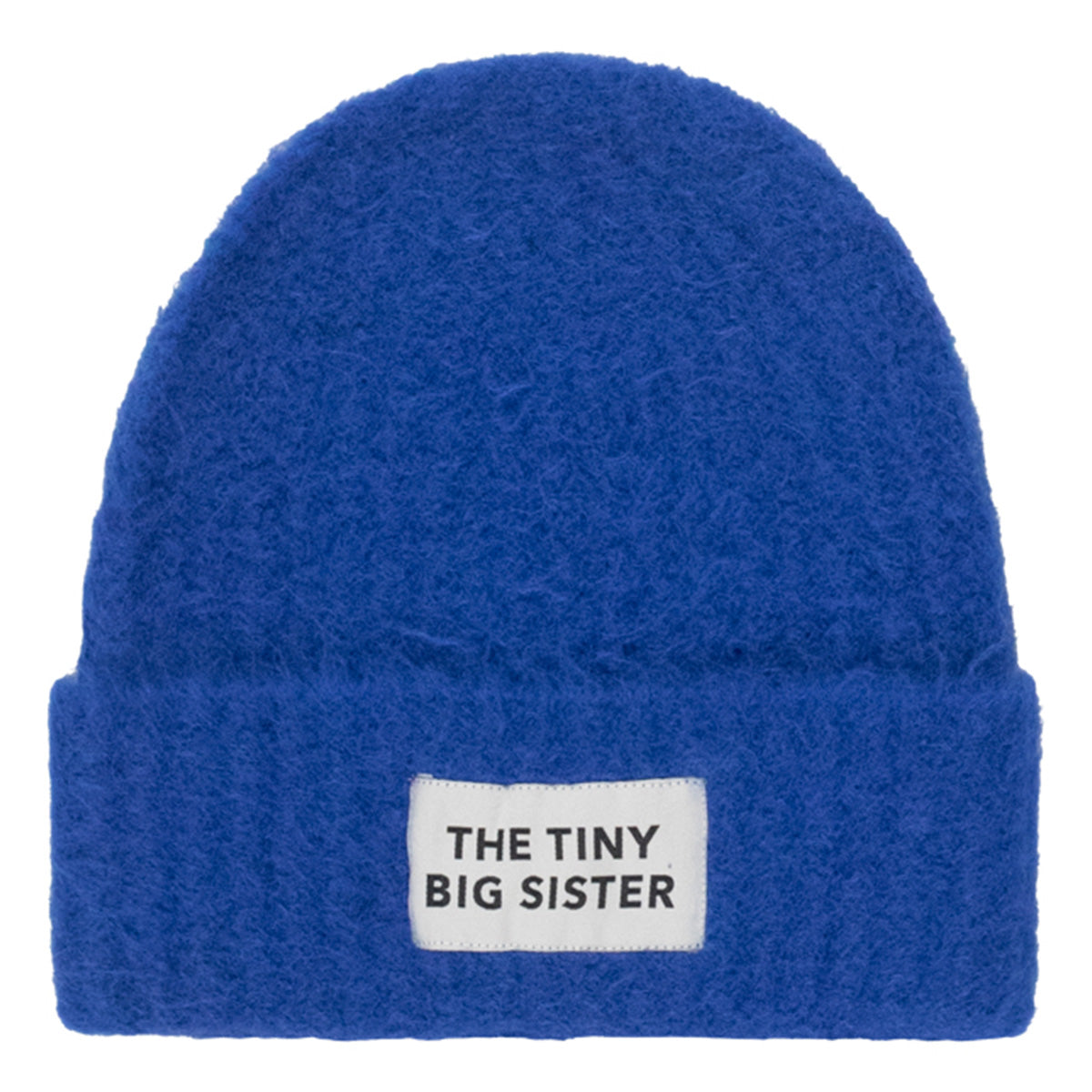 Leo Beanie by Tiny Cottons Big Sister. The classic beanie in fluffy alpaca with our signature logo on the front.