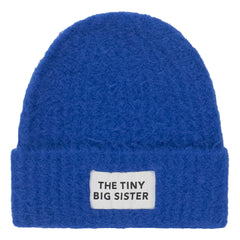 Leo Beanie by Tiny Cottons Big Sister. The classic beanie in fluffy alpaca with our signature logo on the front.