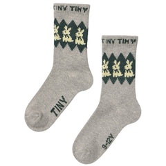 The Rabbits Wool Medium Socks from Tiny Cottons. They feature bold Rabbits pattern.