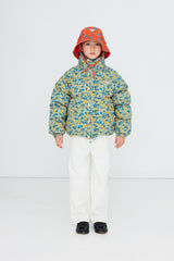 Flower Pattern Short Padded Jacket - Multicolor