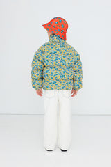 Flower Pattern Short Padded Jacket - Multicolor