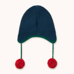 Pompom Earflap Beanie - Ink Blue