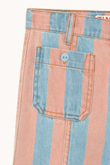 Pink Stripes Denim Pant - Light Wash