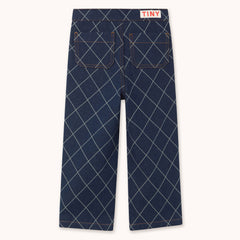 Diamond Pattern Denim Pant - Dark Wash