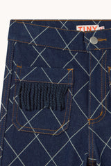Diamond Pattern Denim Pant - Dark Wash