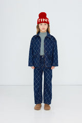 Diamond Pattern Denim Pant - Dark Wash