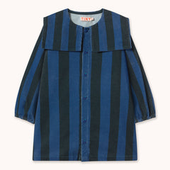 Blue Stripes Corduroy Dress - Petrol Blue
