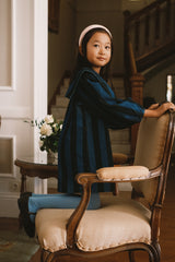 Blue Stripes Corduroy Dress - Petrol Blue