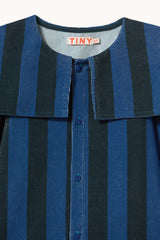 Blue Stripes Corduroy Dress - Petrol Blue