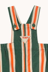 Multicolor Stripes Corduroy Dungaree - Dark Green