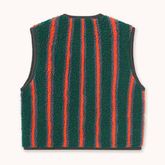 Multicolor Stripes Sherpa Vest - Dark Green