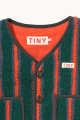 Multicolor Stripes Sherpa Vest - Dark Green
