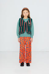 Multicolor Stripes Sherpa Vest - Dark Green